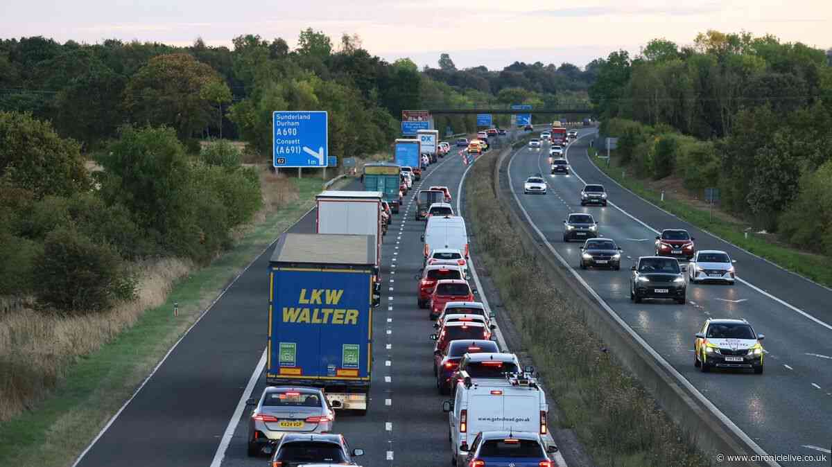 Police statement as six vehicles involved in two crashes on A1 in County Durham