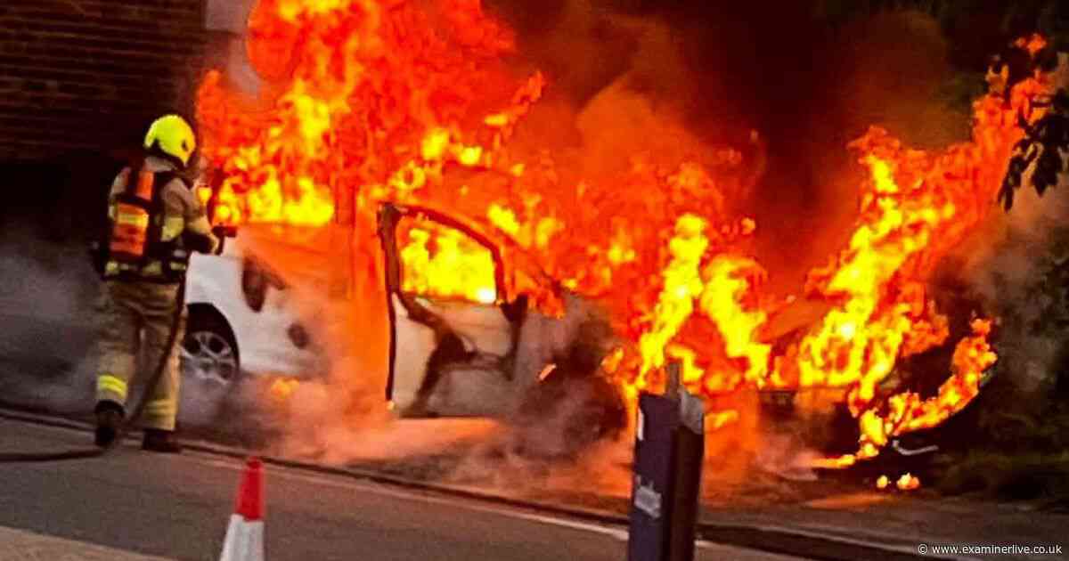 Rotherham car fire horror in pictures as firefighters battle early morning blaze