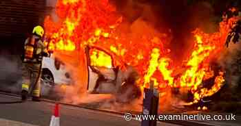 Rotherham car fire horror in pictures as firefighters battle early morning blaze