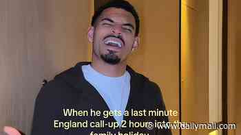 Morgan Gibbs-White ditched family holiday in Dubai just two hours in to answer England SOS call as fiancee Britney De Villiers shares bizarre video