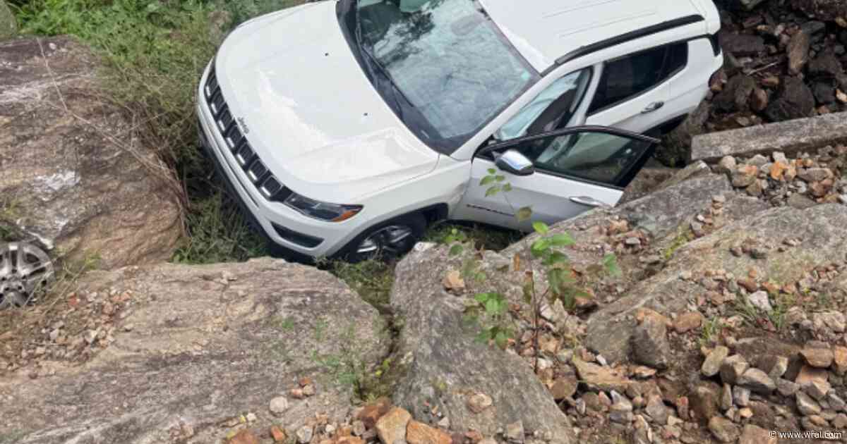 1 rescued after SUV plunges down embankment at bottom of North Carolina waterfall
