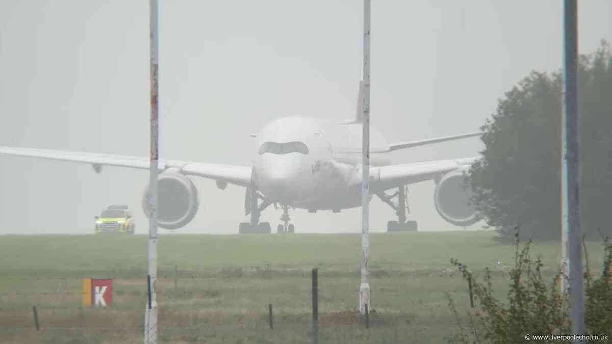 Footage shows rare moment Virgin Atlantic plane lands at Liverpool Airport