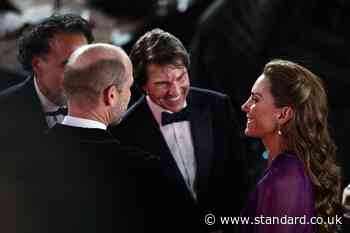 Tom Cruise is the perfect gentleman as he greets Prince and Princess of Wales at Digger premiere in London