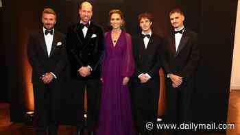 David Beckham and his sons Cruz and Romeo pose with the Prince and Princess of Wales at star-studded premiere for Tom Cruise's new film Digger