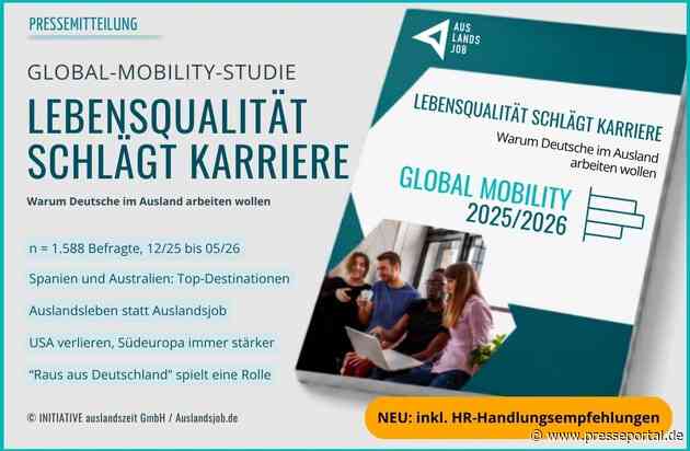 Aktuelle Global-Mobility-Studie zeigt: Lebensqualität schlägt Karriere - warum Deutsche im Ausland arbeiten wollen