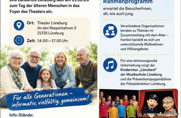 POL-LG: ++ Internationaler Tag der älteren Menschen am 01.10.: Informationen, Beratung und buntes Programm im Theater Lüneburg ++ abwechslungsreiches Programm rund um das Älterwerden ++