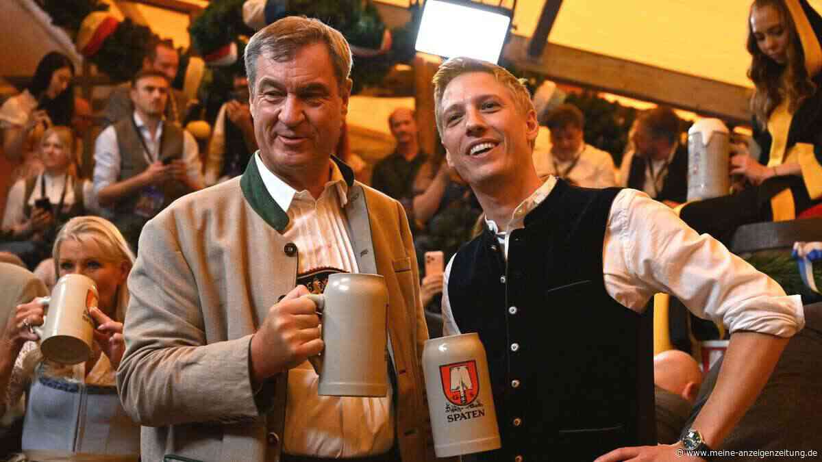 Markus Söder plädiert im Wiesn-Festzelt für Olympia in München