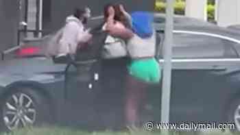 Florida woman wearing VERY unflattering green booty shorts filmed viciously attacking couple in road rage incident