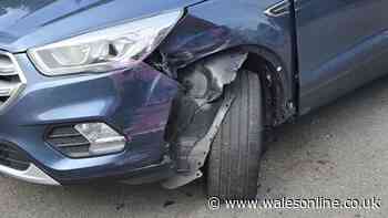 Woman's car wrecked after bus crashes into it