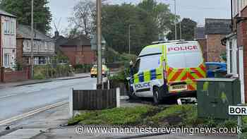 Hindley road closed after police van involved in collision