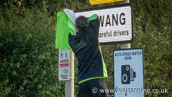 Asda covers Britain’s 'rudest' signposts covered with curtains