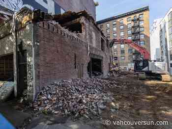 Historic building with stone facade torn down on Vancouver's Main Street