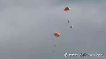 Moment two trainee RAF pilots eject from Hawk jet caught in spectacular video footage