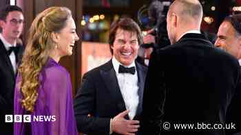 Prince and Princess of Wales share a laugh with Tom Cruise at film premiere