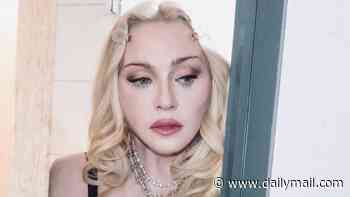 Madonna, 68, poses in a sheer bra and fishnet tights as she shares sizzling BTS snaps