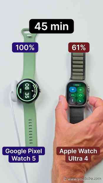 Apple Watch Ultra 4 vs Google Pixel Watch 5 charging times