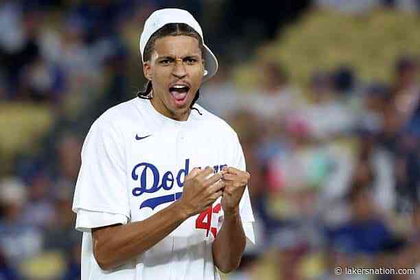 Lakers Video: Cameron Carr Throws Out First Pitch At Dodgers Game