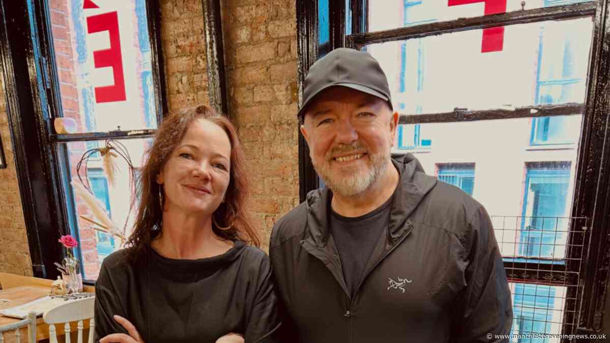 Ricky Gervais makes surprise appearance at iconic Manchester venue
