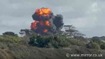 RAF Valley crash: Video shows Hawk jet coming down and exploding on Anglesey