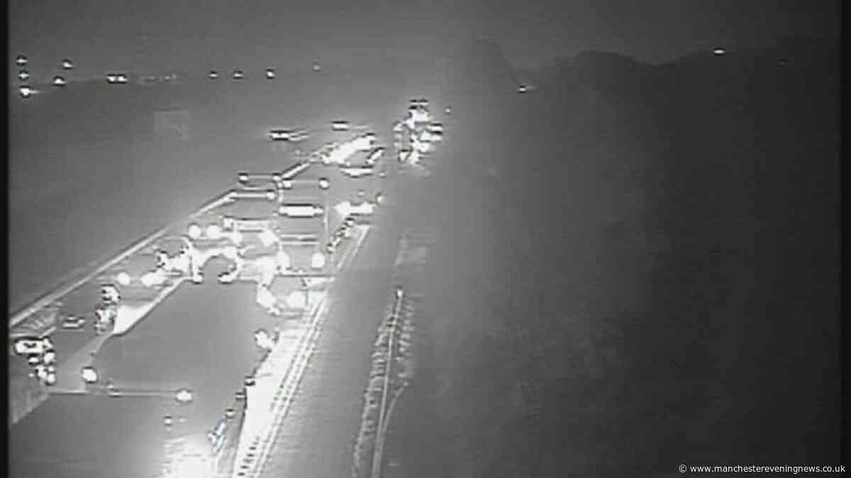 M56 traffic RECAP as drivers face long delays on motorway due to 'overturned lorry'
