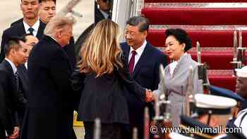 Trump visibly WINCES during stone-faced Xi's red carpet welcome - the same treatment he once mocked Obama for