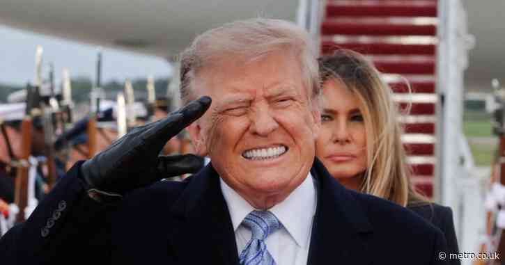Trump winces at military flyover as he greets Chinese President Xi Jinping