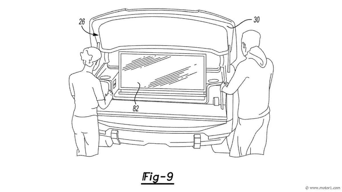 Ford Patent Reveals A Front Tailgate Trunk With A Fold Down TV