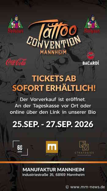 Mannheim – Anzeige: Tattoo-Event in Mannheim: 80 Artists zeigen vom 25. bis 27. September ihr Können