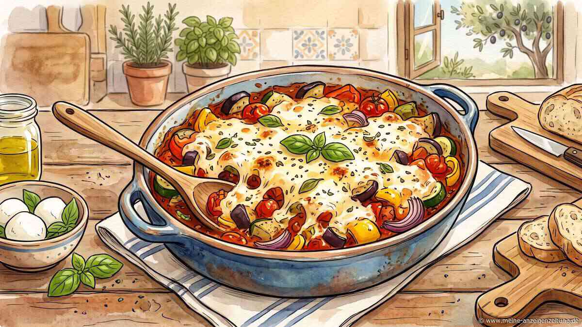 Mediterraner Gemüseauflauf mit Mozzarella begeistert mit Aromen des Südens