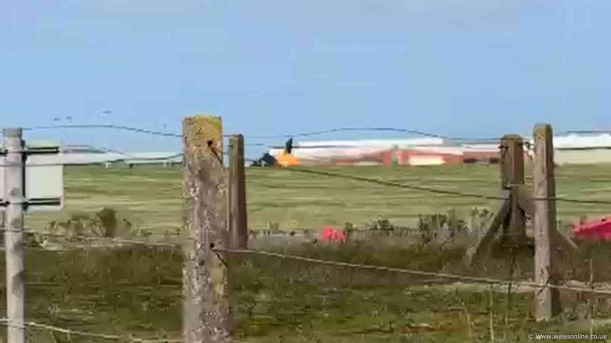 Flames from RAF jet captured on video of take-off before crash in Anglesey