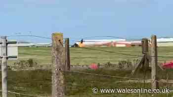 Flames from RAF jet captured on video of take-off before crash in Anglesey