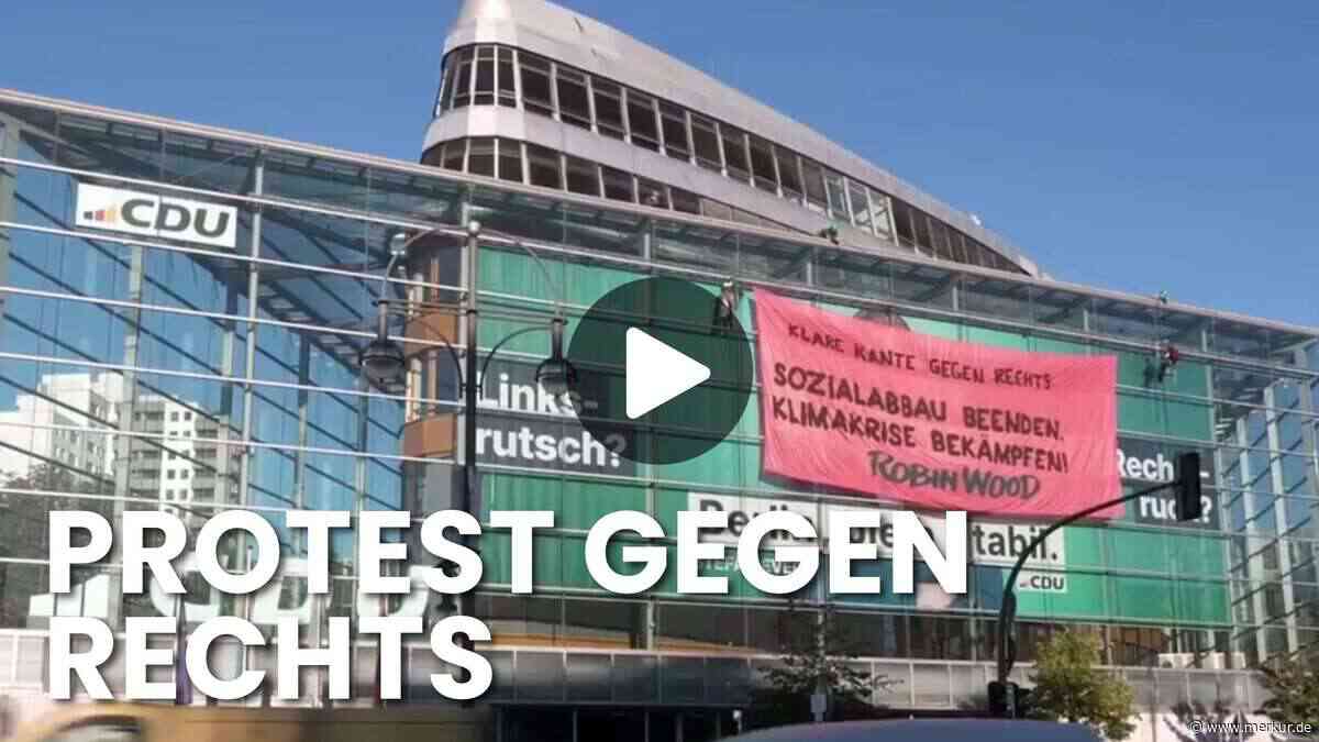 Kletter-Protest an CDU-Zentrale: Robin Wood fordert mehr Klimaschutz
