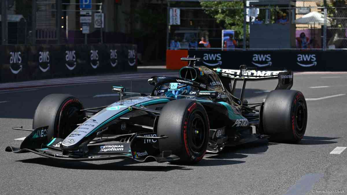 Russell dominant in Baku, tops second practice