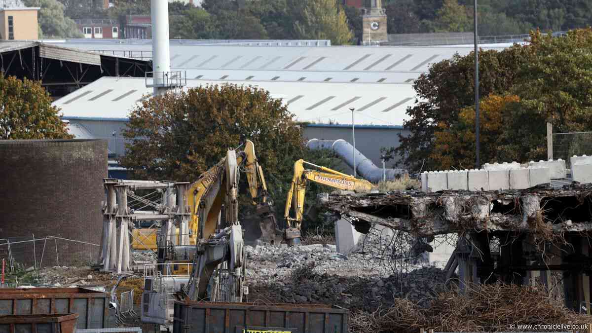 Drone footage shows full scale of Gateshead flyover works as demolition approaches completion