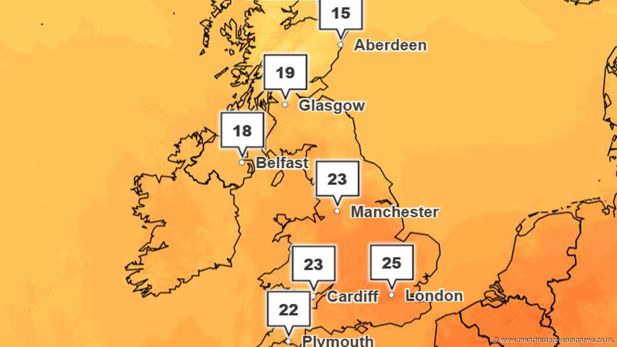 Met Office names 15 UK areas to hit 25C in the coming days