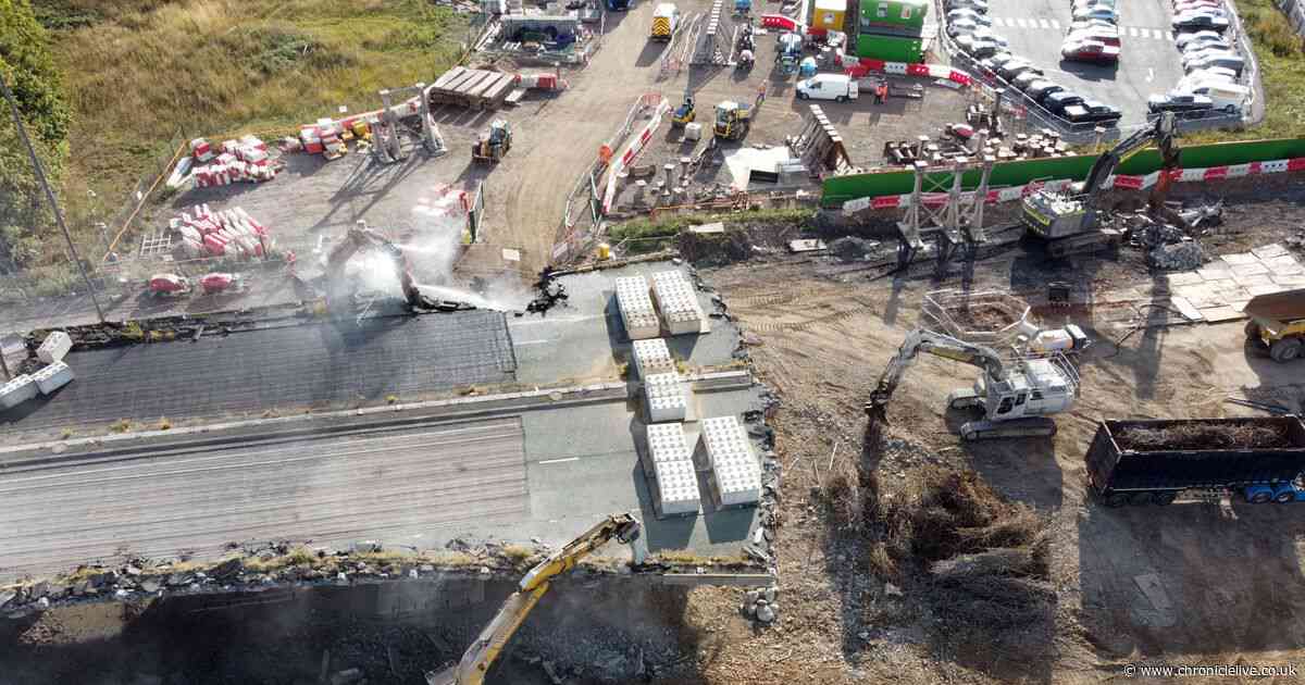 24 Pictures as demolition of Gateshead flyover reaches final stages