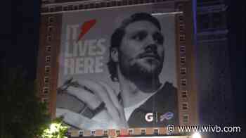 Josh Allen poster completed in Downtown Buffalo