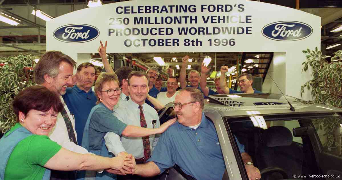 Pictures show Ford Halewood workers celebrating a landmark moment