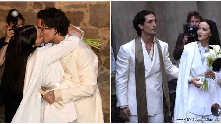 Damiano David e Dove Cameron si sono sposati a Montalcino. Assenti gli altri Maneskin, attesi al grande party post matrimonio  a Castiglion del Bosco