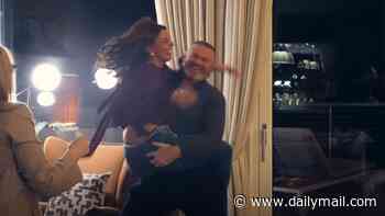 Coleen Rooney recreates Dirty Dancing lift with husband Wayne as they show off their playful sides at his 40th birthday party while pals gush 'they were like two teenagers in love'