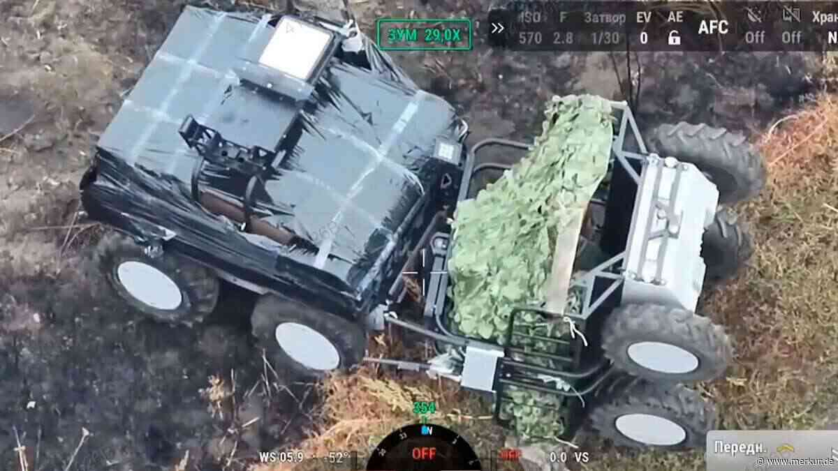 Ukrainische Bodendrohne rettet umgestürzte Bodendrohne