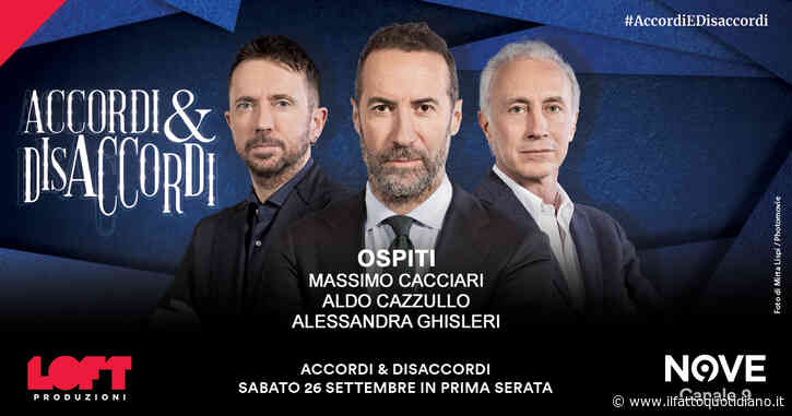 Cacciari, Cazzullo e Ghisleri ospiti di Sommi ad Accordi&Disaccordi sabato 26 settembre. Con Travaglio e Scanzi
