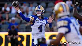 Brown replaces injured Collaros at QB as Bombers face Argonauts for crucial game