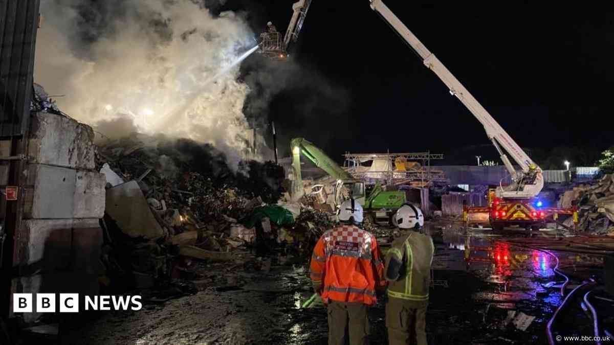 Crews tackle large waste fire in Essex