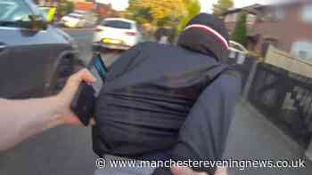 Moment police chase down e-bike pair armed with weapons