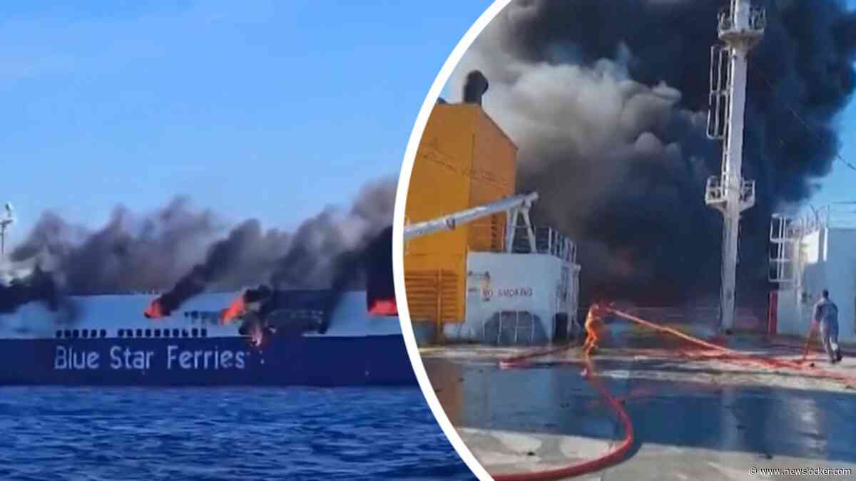 Passagiers in paniek bij grote brand op Grieks vrachtschip