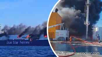 Passagiers in paniek bij grote brand op Grieks vrachtschip