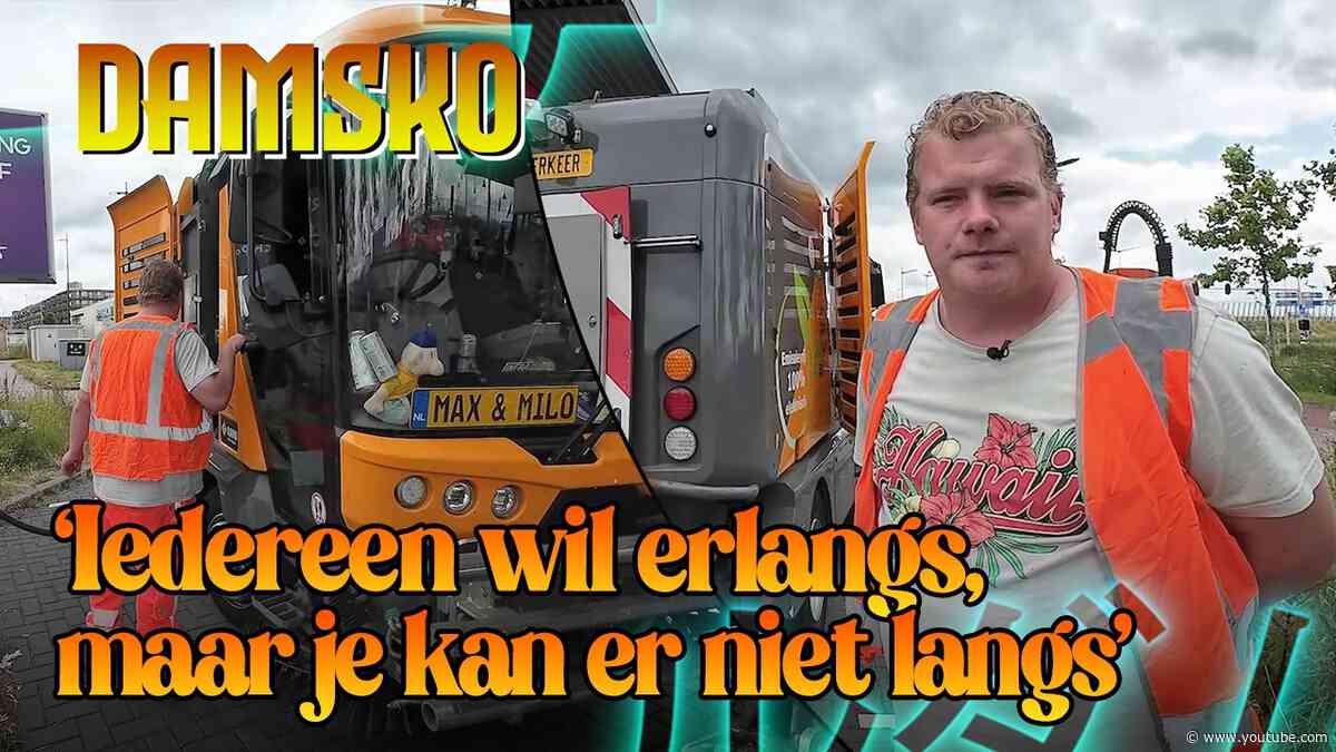 Patrick zit op de veegwagen en hekelt fietsers - PITSTOP