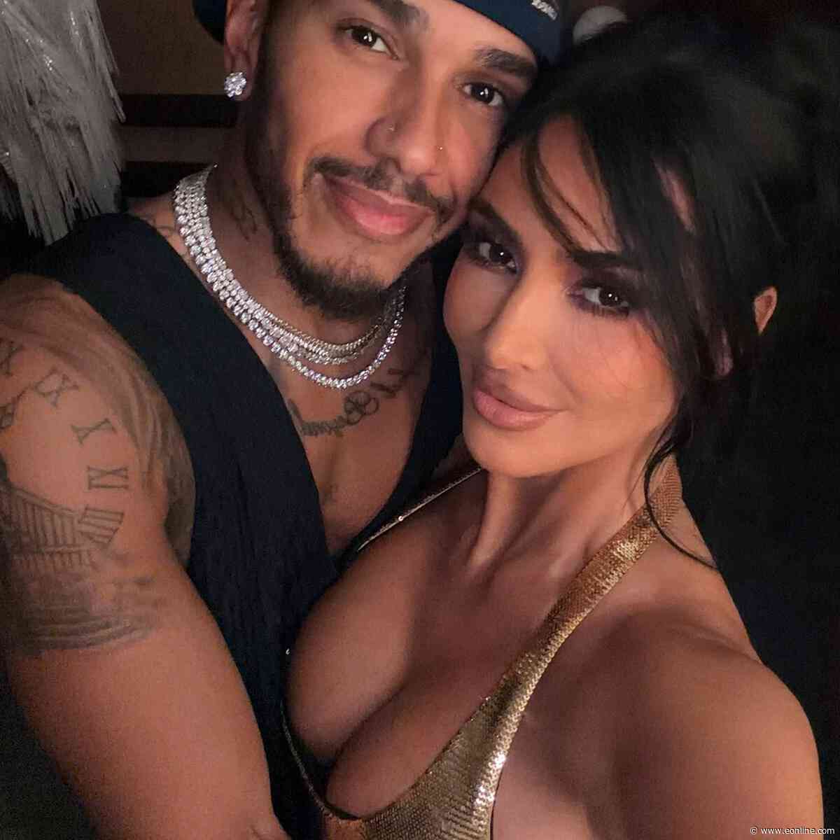 Kim Kardashian, Lewis Hamilton Share Steamy Kiss in Romantic Paris Pic