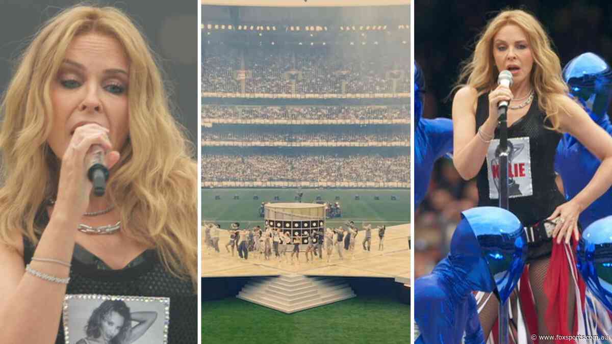 ‘PVL choking on his pickle’: Kylie Minogue leaves MCG spinning around in epic pre-Grand Final showcase